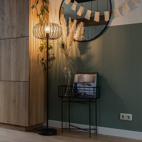 Designerska lampa podłogowa czarna - Johanna