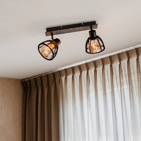 Industrialna lampa sufitowa czarna 2-światłowa - Fotu