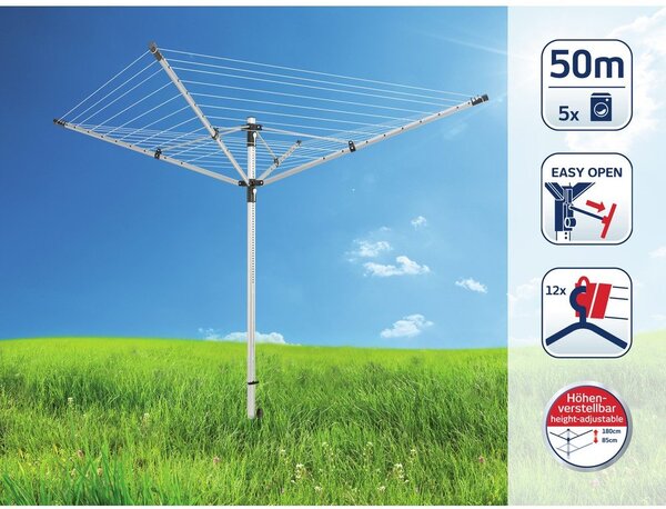 Ogrodowa suszarka na pranie w kolorze srebra 50 m LinoLift 500 – LEIFHEIT