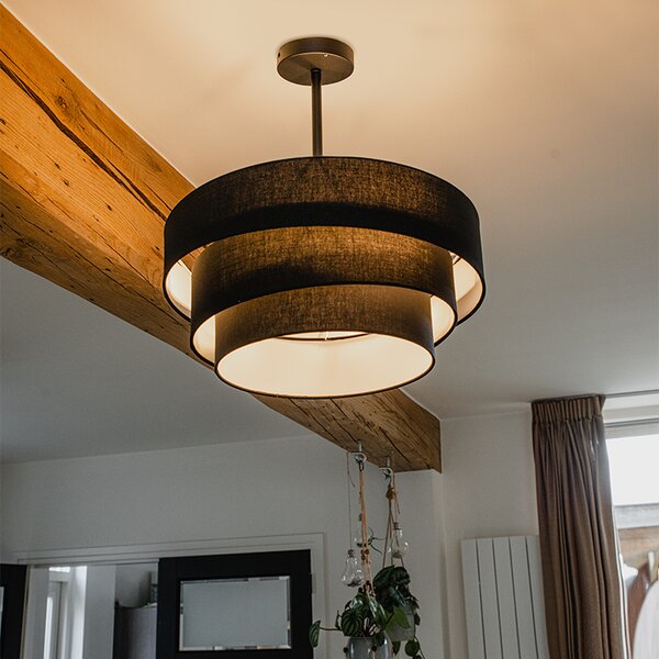 Nowoczesna lampa sufitowa czarna 45 cm 3-światła - Drum Trio
