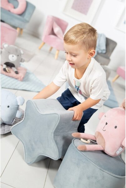 Jasnoniebieski aksamitny puf dziecięcy Lil Sofa – Roba