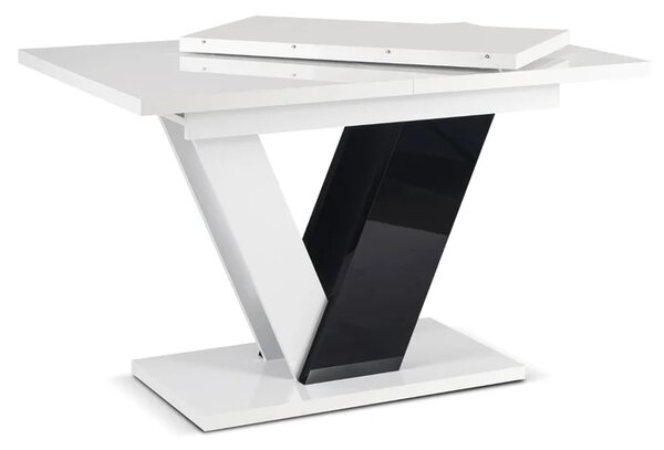 Stół Prostokątny Rozkładany CLARK 120-160 cm Czarny/Biały Połysk Glamour