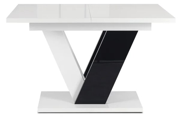 Stół Prostokątny Rozkładany CLARK 120-160 cm Czarny/Biały Połysk Glamour