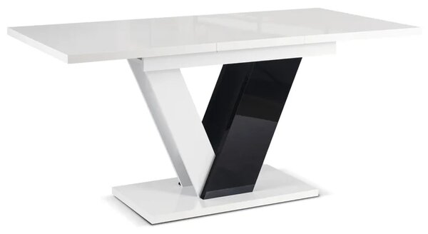 Stół Prostokątny Rozkładany CLARK 120-160 cm Czarny/Biały Połysk Glamour