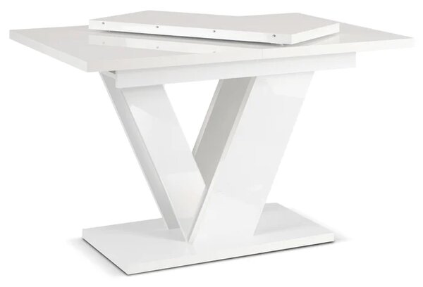 Stół Prostokątny Rozkładany CLARK 120-160 cm Biały Połysk Glamour