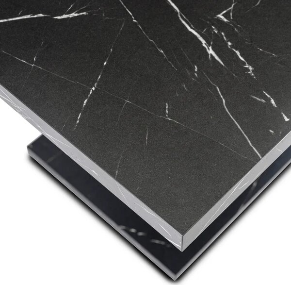 Stół Prostokątny Rozkładany CLARK 120-160 cm Czarny Marmur Glamour