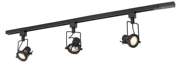 Nowoczesny system szynowy z 3 reflektorami czarny 1-fazowy - Iconic Suplux