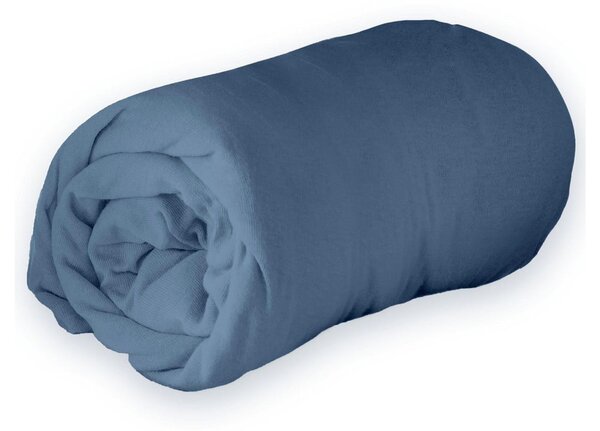 Ciemnoniebieskie dżersejowe prześcieradło z gumką 90x190 cm Jersy – douceur d'intérieur