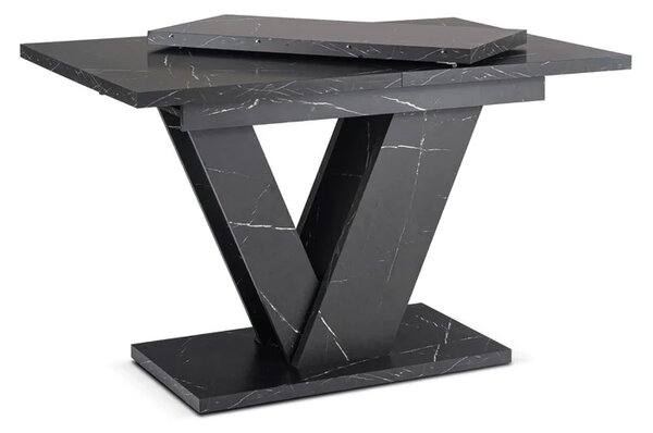 Stół Prostokątny Rozkładany CLARK 120-160 cm Czarny Marmur Glamour
