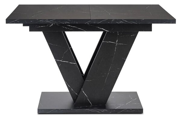 Stół Prostokątny Rozkładany CLARK 120-160 cm Czarny Marmur Glamour