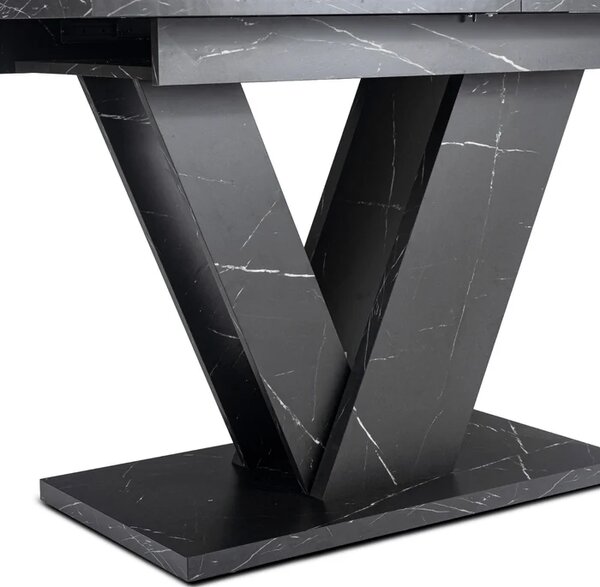 Stół Prostokątny Rozkładany CLARK 120-160 cm Czarny Marmur Glamour
