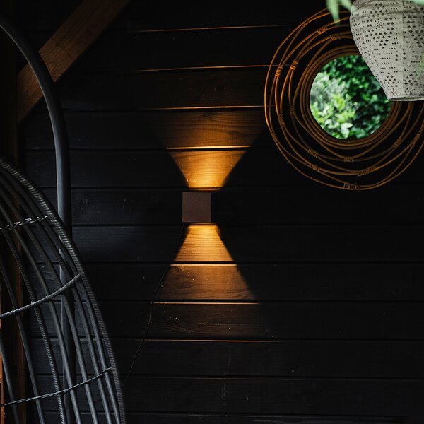 Lampa ścienna zewnętrzna brązowa w kolorze rdzy z diodą LED 2-światłową IP54 - Edwin