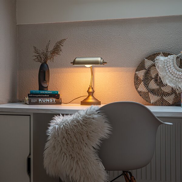 Klasyczna lampa stołowa / lampa notarialna brązowa - Banker