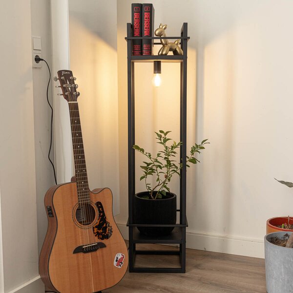 Industrialna lampa stojąca czarna - Cage Rack