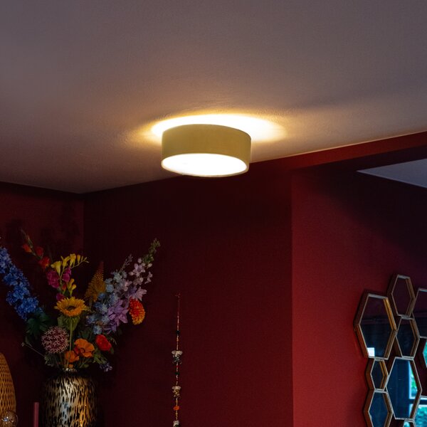 Nowoczesna lampa sufitowa żółta ze złotym wnętrzem 30 cm - Drum
