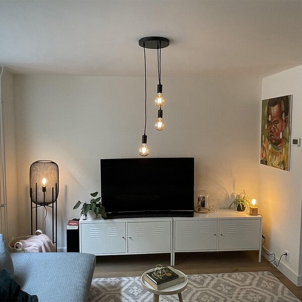 Inteligentna lampa wisząca w stylu industrialnym czarna w komplecie z Wi-Fi G95 3-światła - Facil