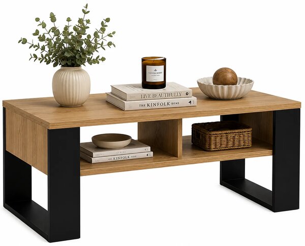 Minimalistyczna ława do narożnika dąb artisan + czarny K0-M67