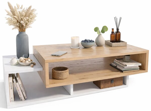 Nowoczesna Ława Do Salonu Dąb Artisan + Biały A1-W58