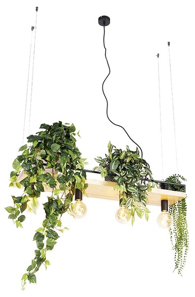 Inteligentna lampa wisząca czarna z drewnem 4-światłowa w tym Wifi G95 - Shelf