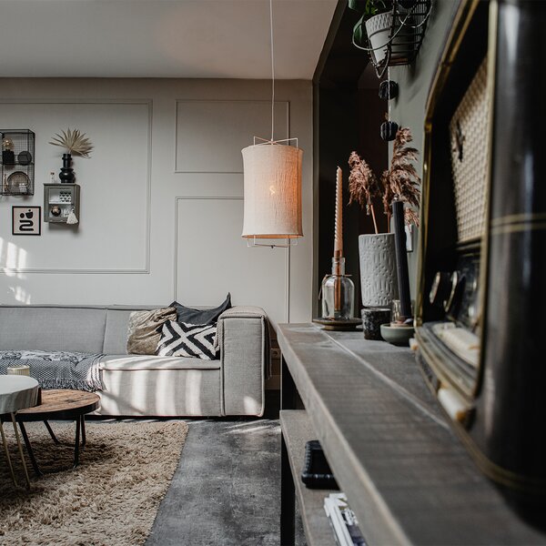 Designerska lampa wisząca beżowa - Rich
