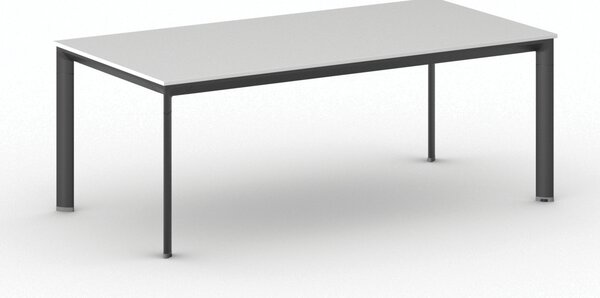 Stół konferencyjny do biura PRIMO INVITATION, 200x100 cm, czarna podstawa, biały