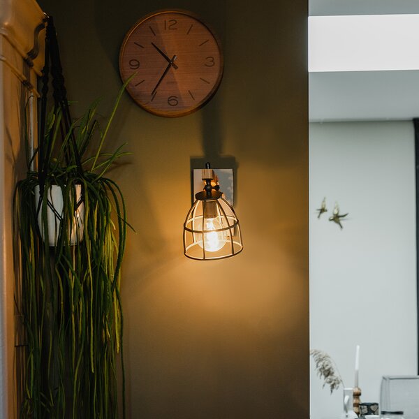 Inteligentna lampa ścienna ciemnoszara z drewnem, regulowana, w tym WiFi A60 - Arthur