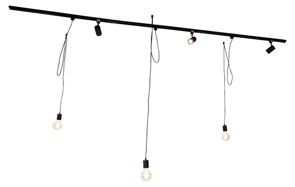 Inteligentny system oświetlenia szynowego czarny 3 reflektory i lampa wisząca 1-fazowa - Iconic Cavalux Jeana