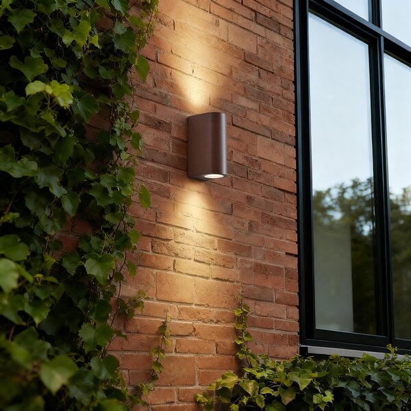 Lampa ścienna zewnętrzna brązowa rdzawo-brązowa plastikowa owalna 2-światłowa - Baleno