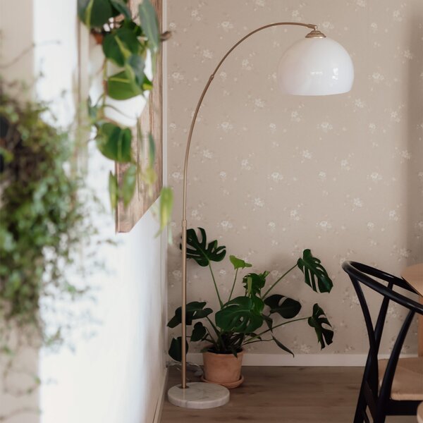 Inteligentna lampa łukowa mosiężna z białym kloszem włącznie z Wi-Fi A60 - Arc Basic