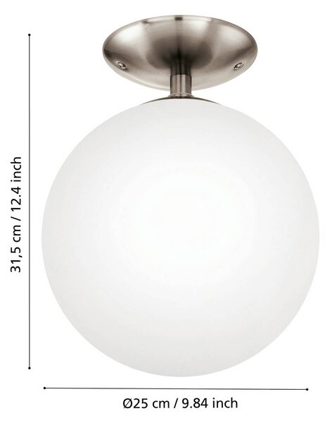 EGLO Lampa sufitowa Rondo, możliwość ściemniania, aluminiowy / szary / cynkowy, przedpokój, szkło, nowoczesny