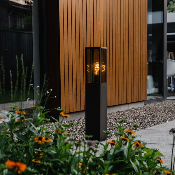 Stojąca lampa zewnętrzna czarna przydymiona 80 cm IP44 - Charlois