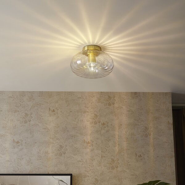 Lampa sufitowa art deco złota ze szkłem - Ayesha