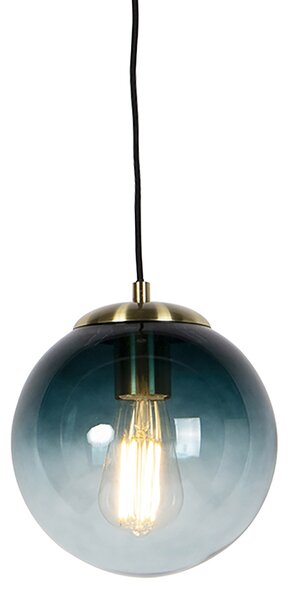 Inteligentna lampa wisząca mosiężna z oceaniczno-niebieskim szkłem 20 cm z WiFi ST64 - Pallon