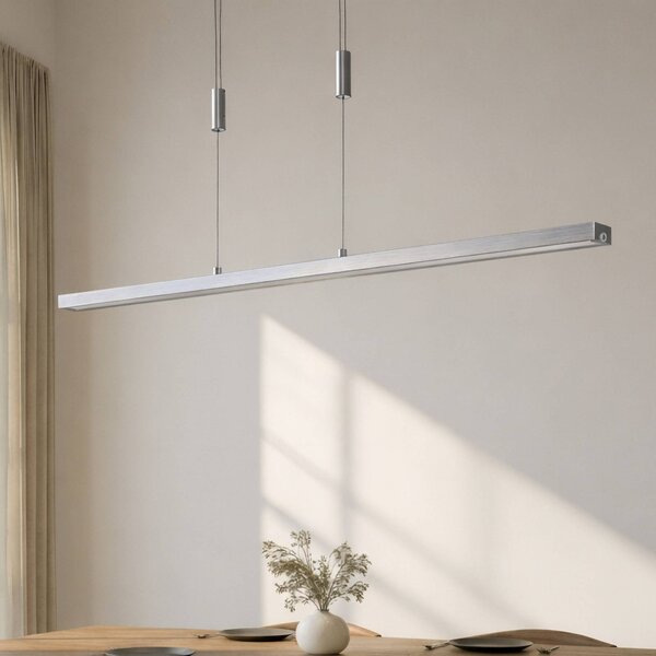 Lampa wisząca Myron Lucande, możliwość ściemniania, aluminiowy / szary / cynkowy, salon / jadalnia, aluminium, nowoczesny