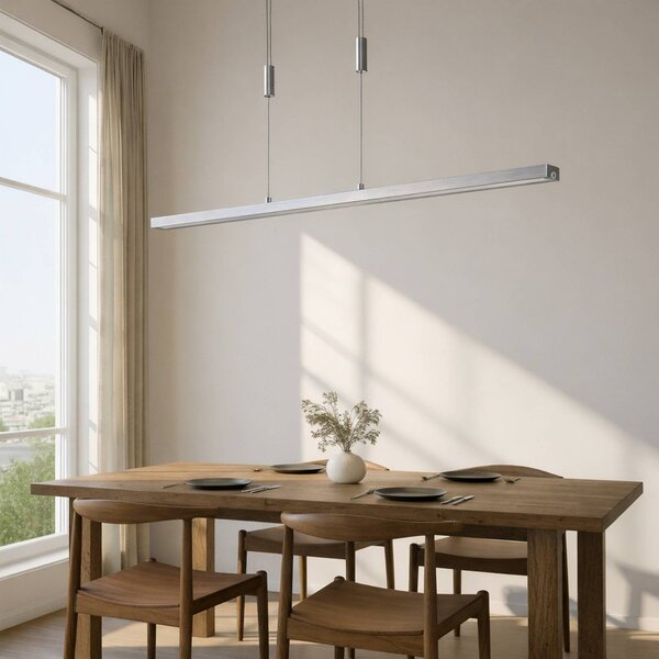 Lampa wisząca Myron Lucande, możliwość ściemniania, aluminiowy / szary / cynkowy, salon / jadalnia, aluminium, nowoczesny