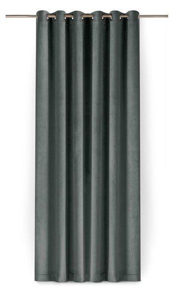 Ciemnoszara aksamitna zasłona częściowo zaciemniająca (dimout) 200x250 cm Velto – Filumi