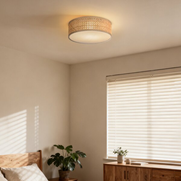 Orientalna lampa sufitowa z rattanu 30 cm - Tromma