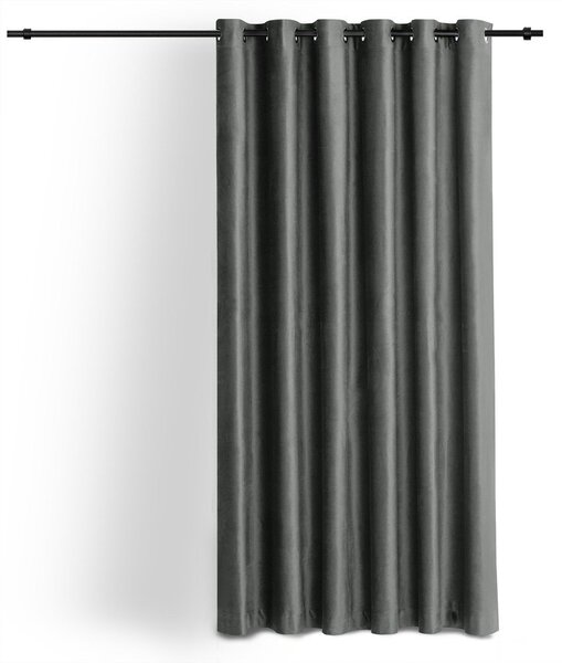 Ciemnoszara aksamitna zasłona częściowo zaciemniająca (dimout) 200x250 cm Velto – Filumi