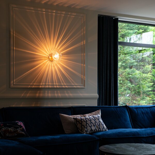 Lampa ścienna art deco złota ze szkłem - Ayesha