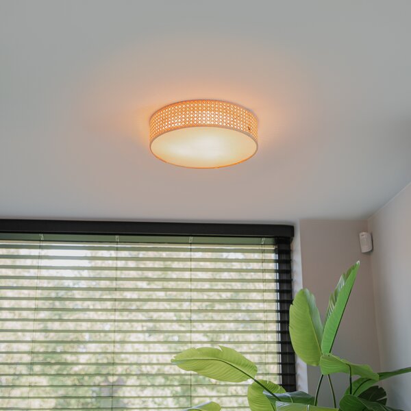 Orientalna lampa sufitowa z rattanu 40 cm 3-światła - Tromma