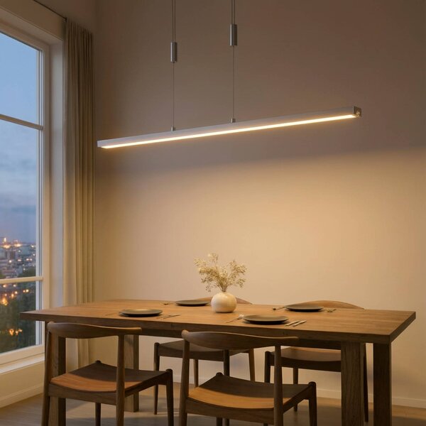 Lampa wisząca Myron Lucande, możliwość ściemniania, aluminiowy / szary / cynkowy, salon / jadalnia, aluminium, nowoczesny