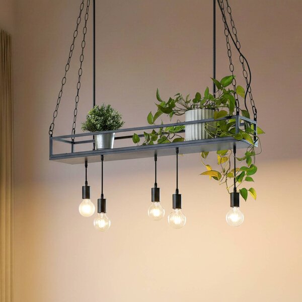 Lampa wisząca Kirista Lindby, możliwość ściemniania, czarny, salon / jadalnia, metal, vintage