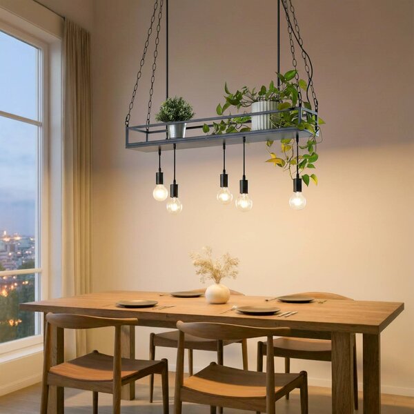 Lampa wisząca Kirista Lindby, możliwość ściemniania, czarny, salon / jadalnia, metal, vintage