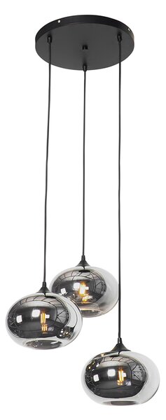 Inteligentna lampa wisząca czarna z dymionym szkłem w komplecie 3 WiFi P45 - Busa