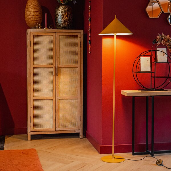 Designerska lampa podłogowa żółta - Triangolo