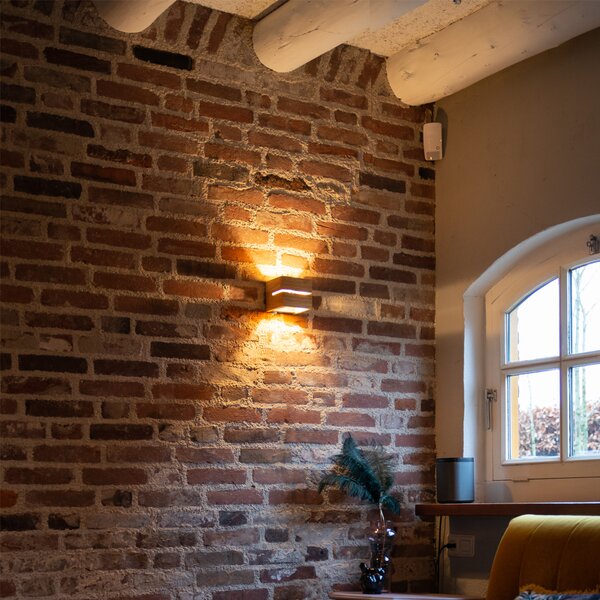 Rustykalna lampa ścienna z drewna dębowego 9,7 cm - Transfer Groove