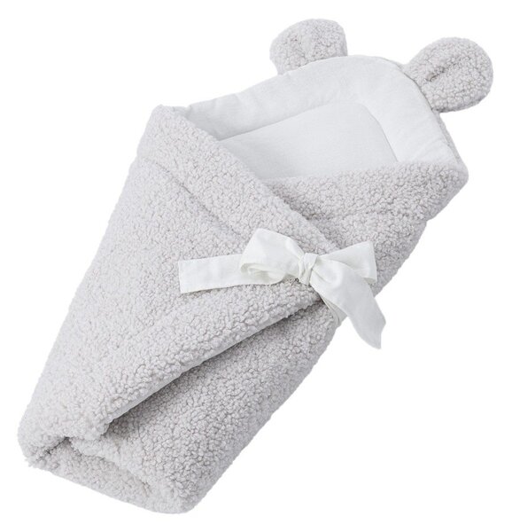 Rożek niemowlęcy z materiału sherpa w kolorze kości słoniowej 35x65 cm – Meowbaby