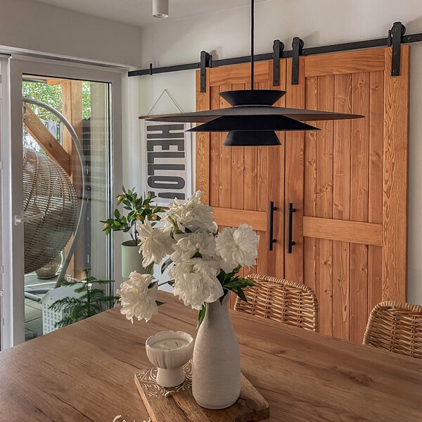 Designerska lampa wisząca czarna w komplecie z LED 3-stopniowy ściemniacz - Pauline