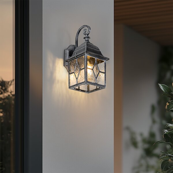 Romantyczna zewnętrzna lampa ścienna w stylu antycznym srebrnym - London