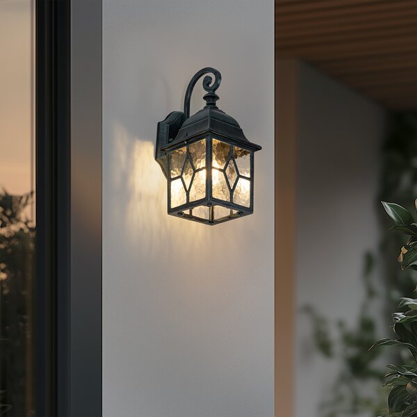 Romantyczna zewnętrzna lampa ścienna ciemnozielona - London